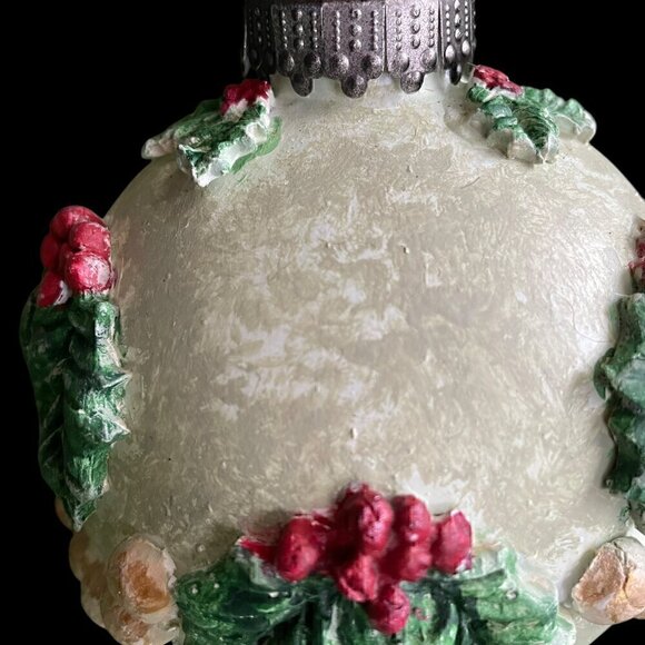 Handmade Acrylic and Clay Christmas Holly Ornament One of a Kind - Picture 4 of 9